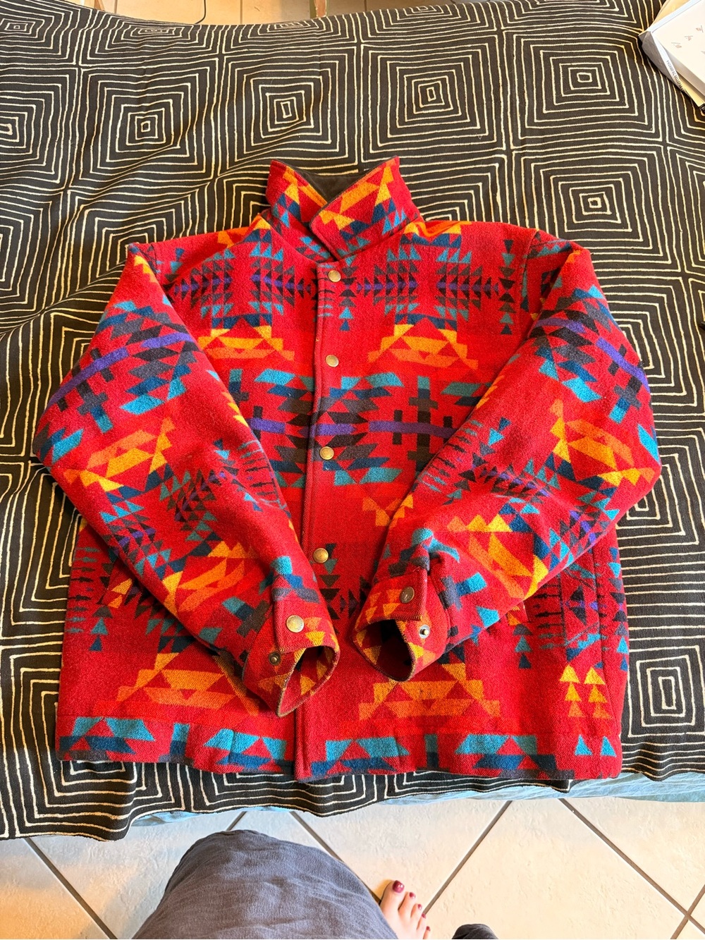 Red Aztec Print wool Jacket
